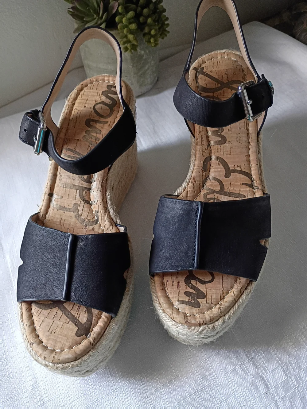 Sam Edelman  Women's Black Maura Espadrille Wedge Sandals Size 8